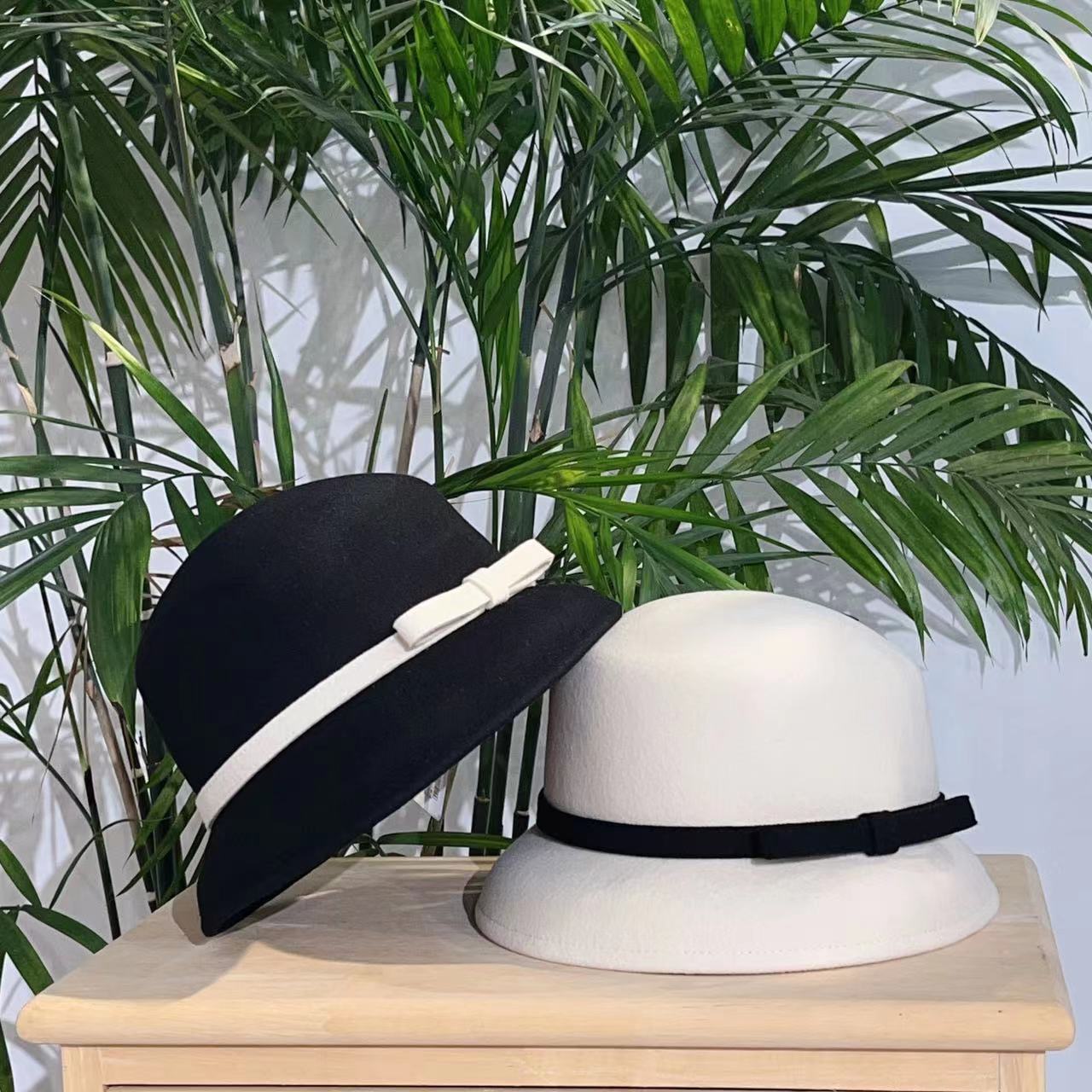 【何以慢】纯羊毛赫本风法式复古小香风蝴蝶结礼帽Z04-A3053