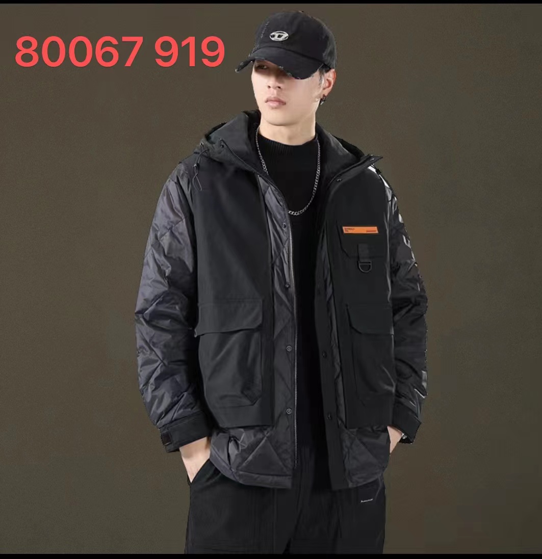 【诚哥男装】80067 工装连帽假两件冬季潮流保暖外套