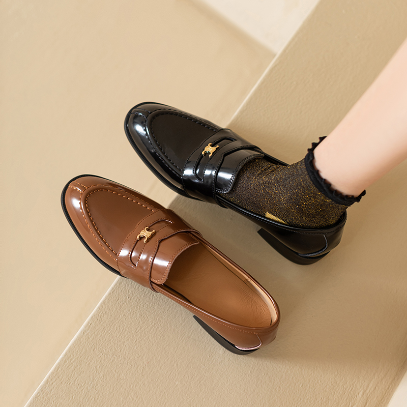 高莎【陌上未央】2024春秋新款复古时尚百搭圆头乐福鞋GS2023-X165