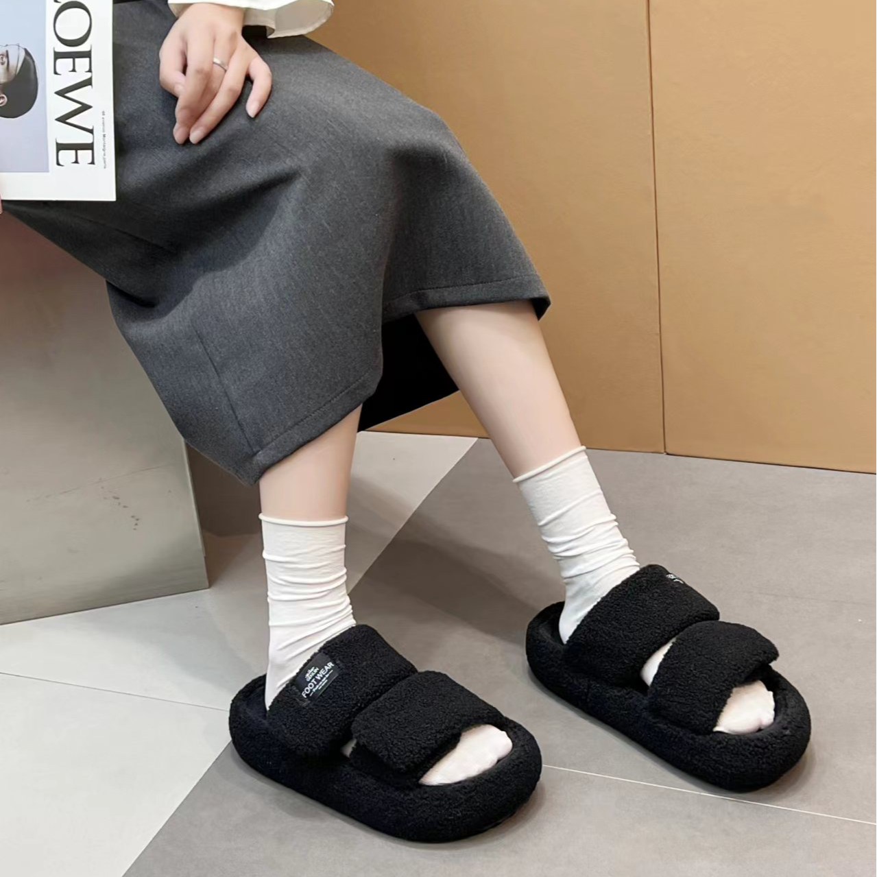 法娜微40-43百搭时尚毛毛拖99818