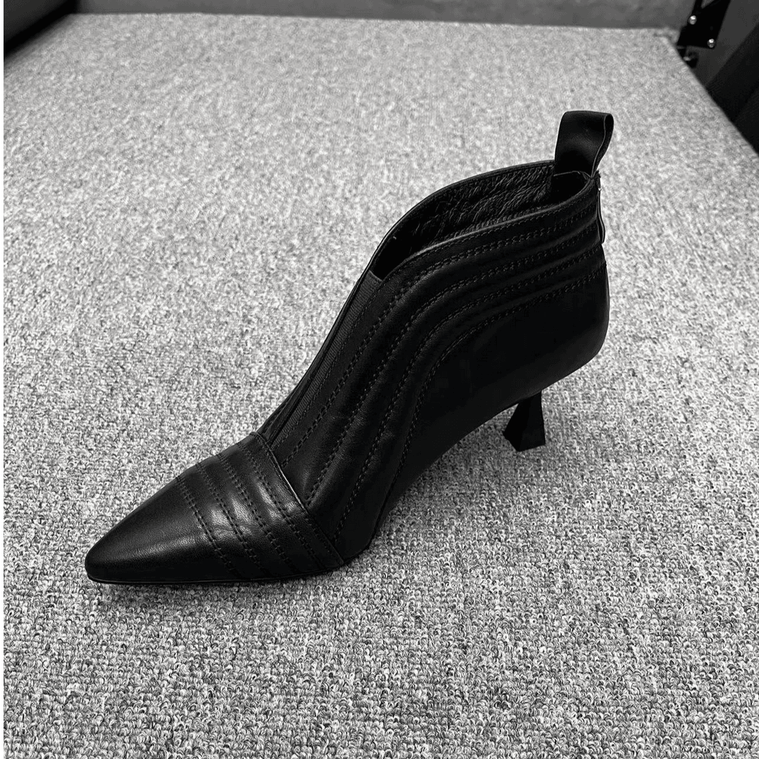 小麦成都女鞋]5公分高跟冬季阔腿裤专用高级精致洋气小短靴