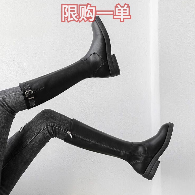 红蜻蜓牌长筒靴女2023新款秋冬高筒靴小个子长靴爆款中筒皮靴马鞋