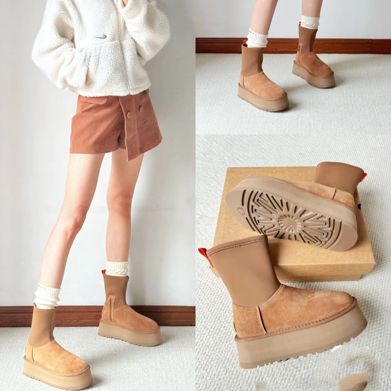 桑坡雪地靴迪弹力靴松紧雪地