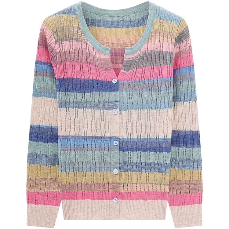 001--200条纹撞色圆领时尚百搭拼色秋冬长袖