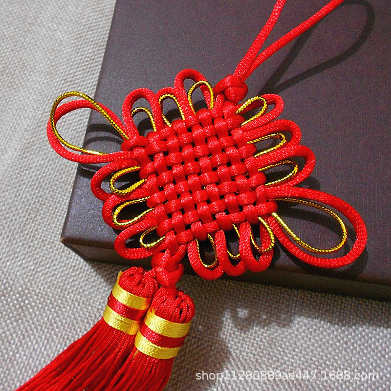 中国结玄关挂饰中式结婚乔迁礼品中号手工编织丝线平安结流苏八盘