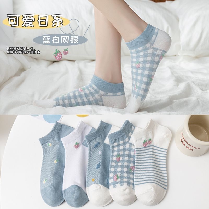 袜子女夏季薄款短袜春夏百搭袜子网眼透气ins韩版日系低帮浅口袜