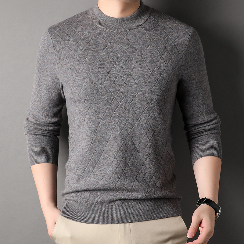 【100%羊毛450克】打底衫加厚打底秋冬保暖圆领纯色羊毛衫针织长袖