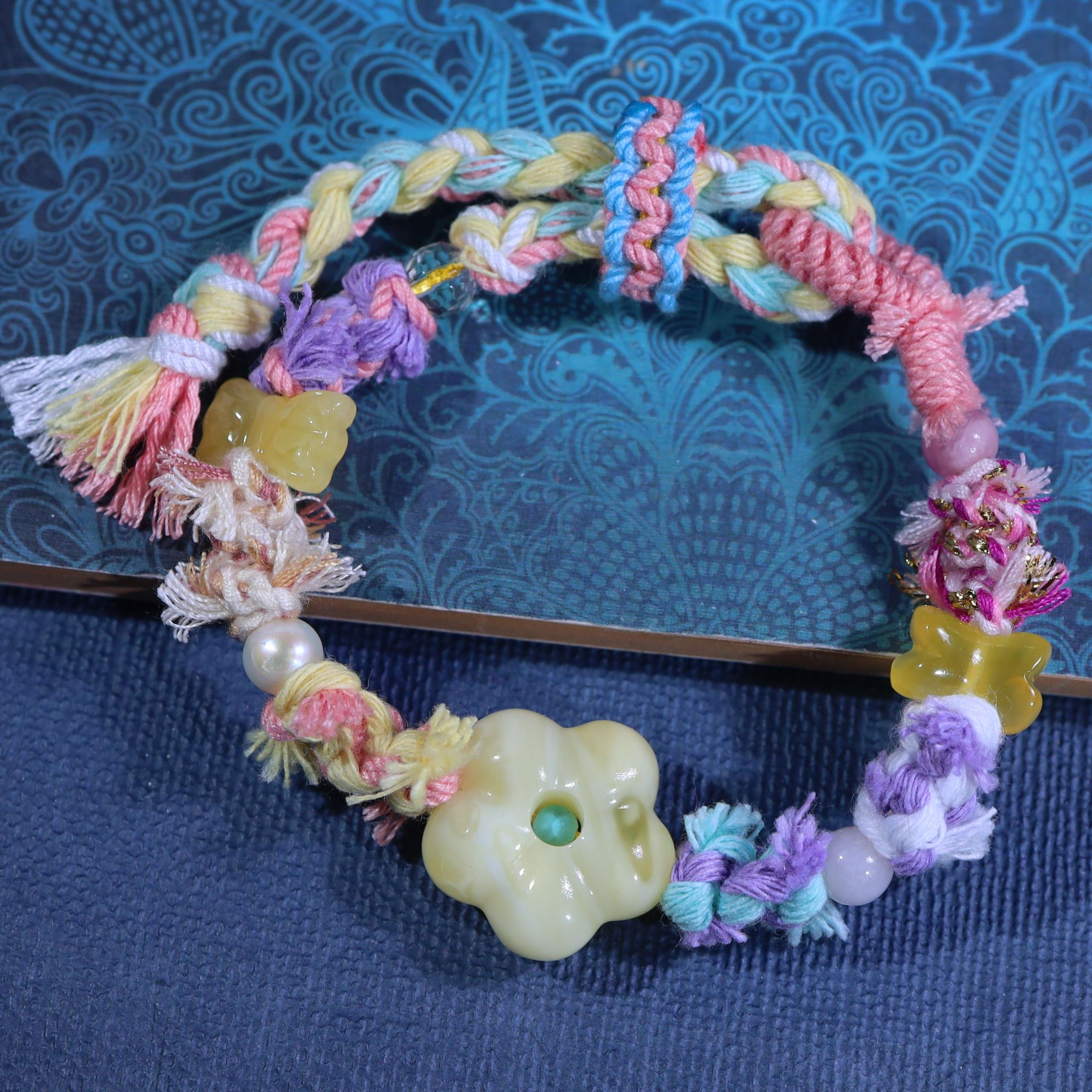 天然俄料白花蜡有钱花原创手工编织手串（抖音基地发货，带证书）