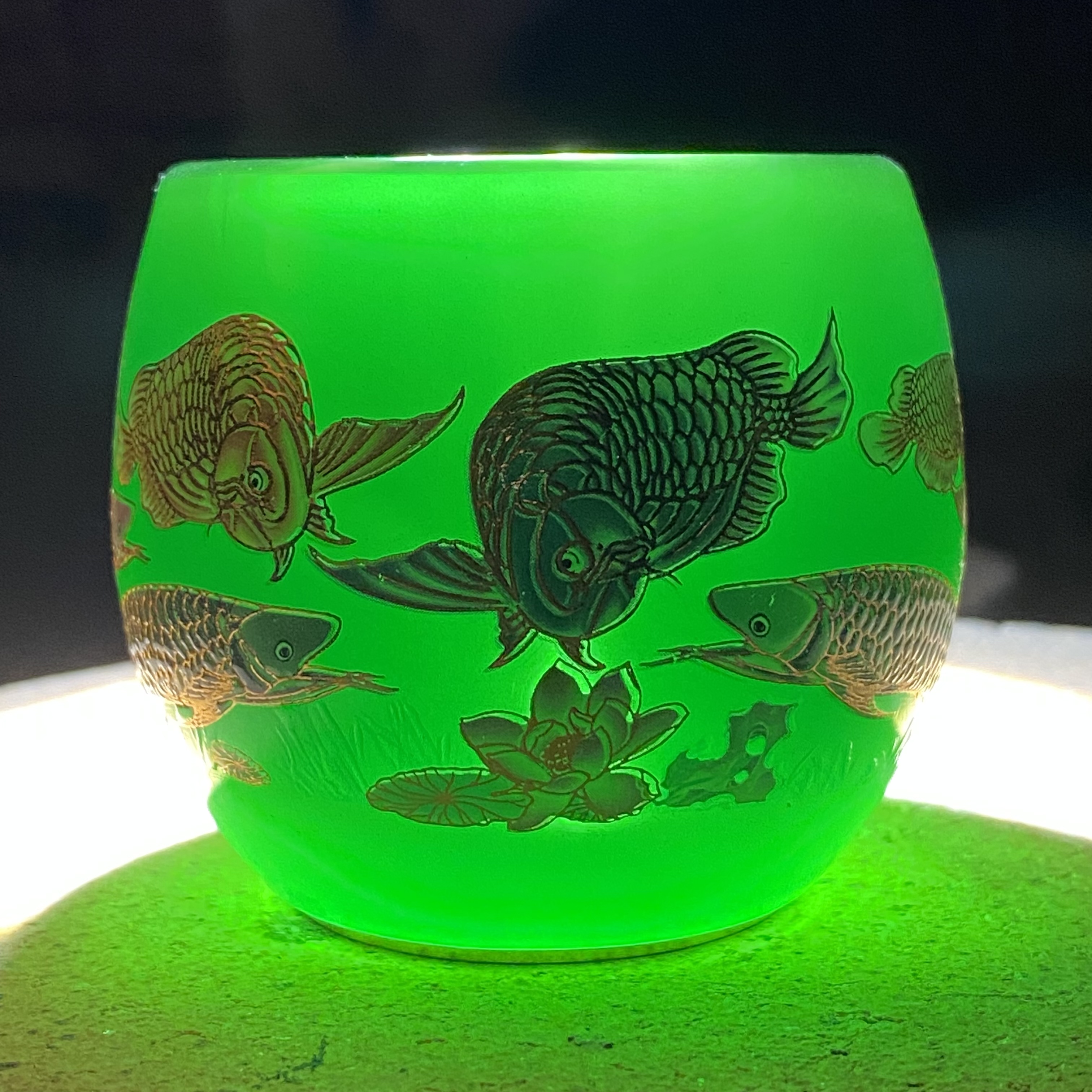 【闪购商品】高端手工茶器 帝王绿琉璃龙鱼高（无礼盒）瓷器 茶具 