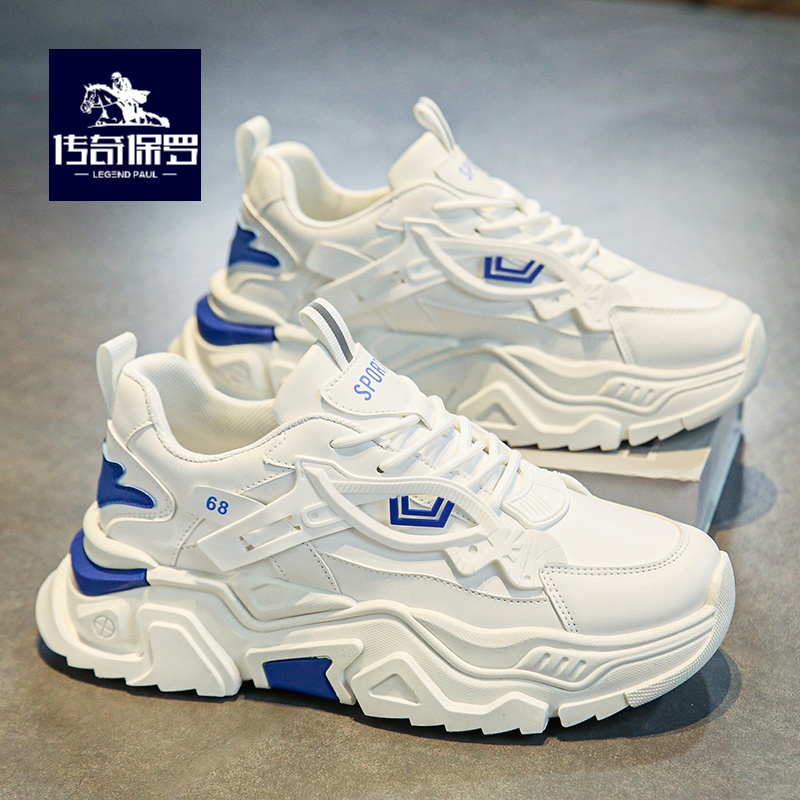 传奇保罗2023新款秋冬季男鞋2023新款休闲运动小白潮鞋青少年厚底