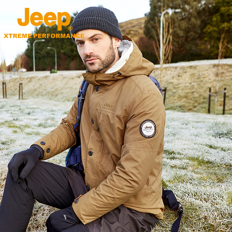 新款男式三合一羽绒内胆冲锋衣两件套防水透气耐磨保暖J242094098