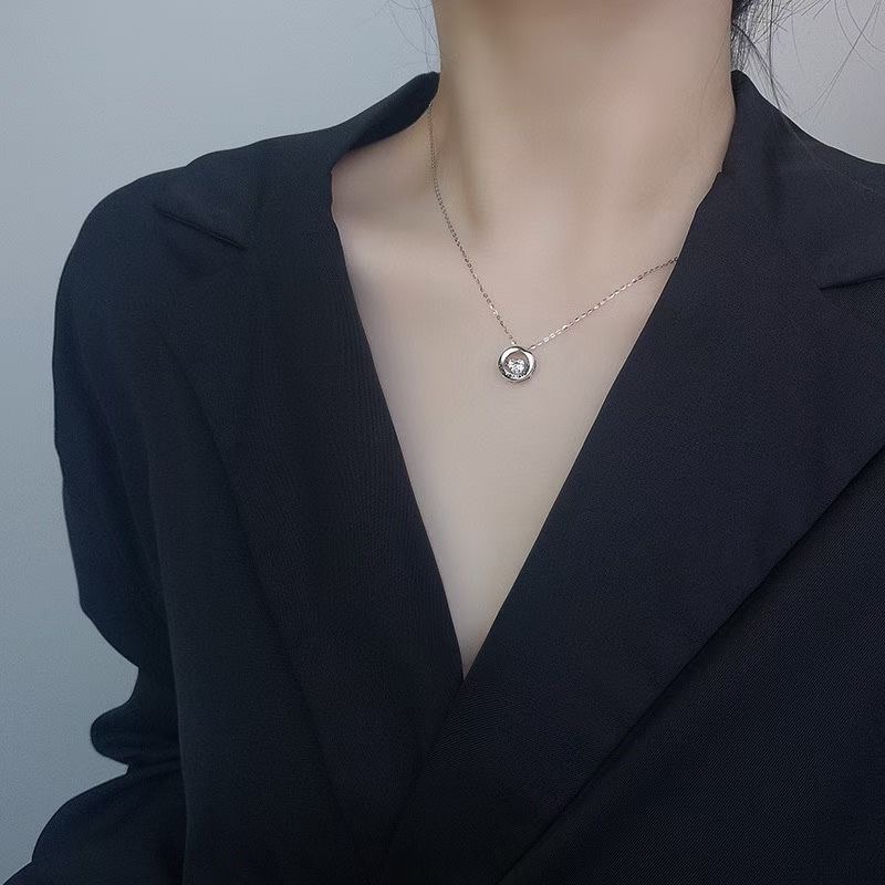 坠链均925银锆石  莫比乌斯灵动项链 小众轻奢跳动的心锁骨链 