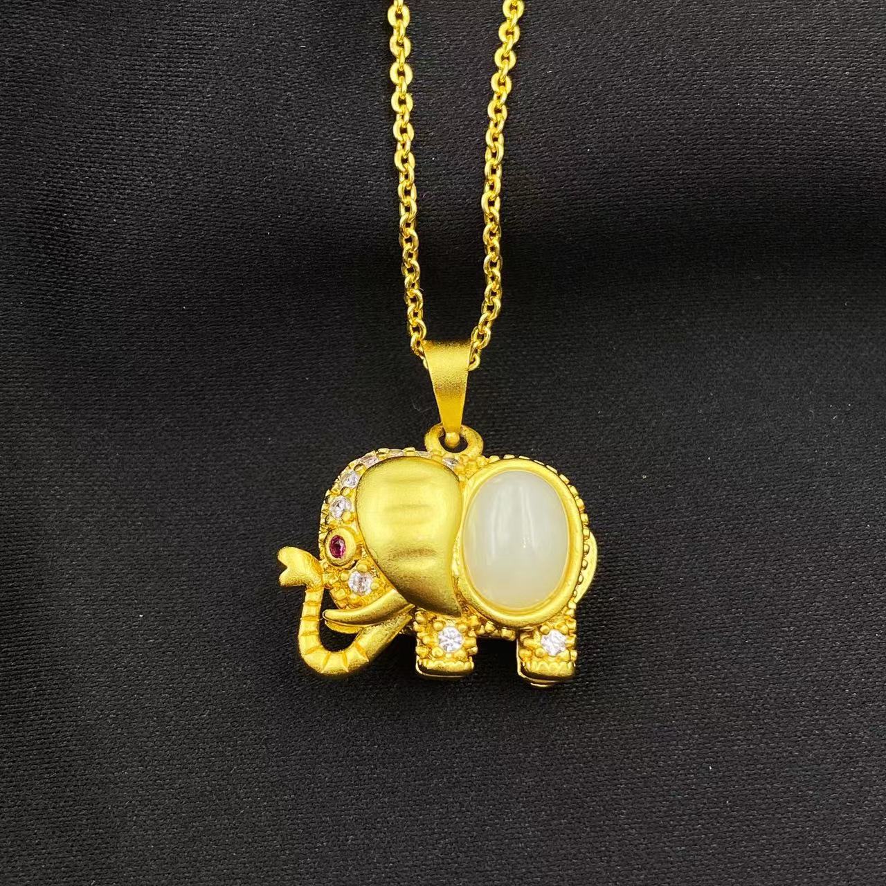 【金姐专属】和田玉羊脂白蛋面大象吊坠Y911（赠链） 赠包装