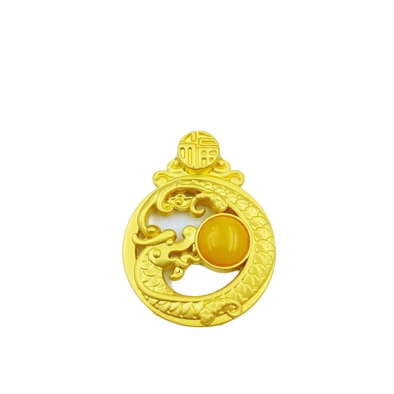 【金姐专属】古法工艺蜜蜡神龙摆尾吊坠M630（赠链+赠包装）琥珀