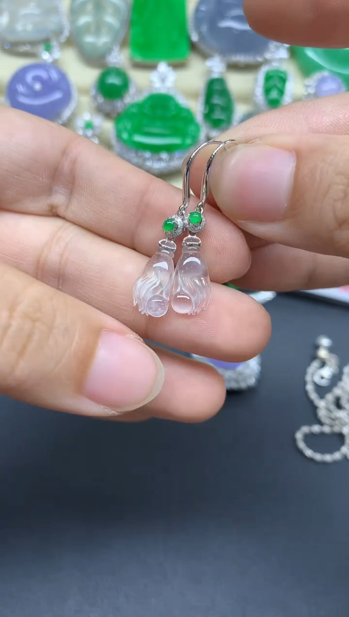 【闪购商品】翡翠耳饰18K金镶嵌475-多人