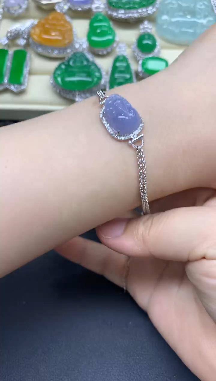 【闪购商品】翡翠手链18K金镶嵌577-多人