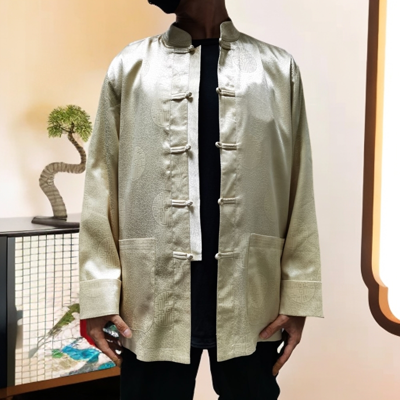 真丝棉唐装男款中式新中式服装中老年外套秋冬立领长袖高端春秋款