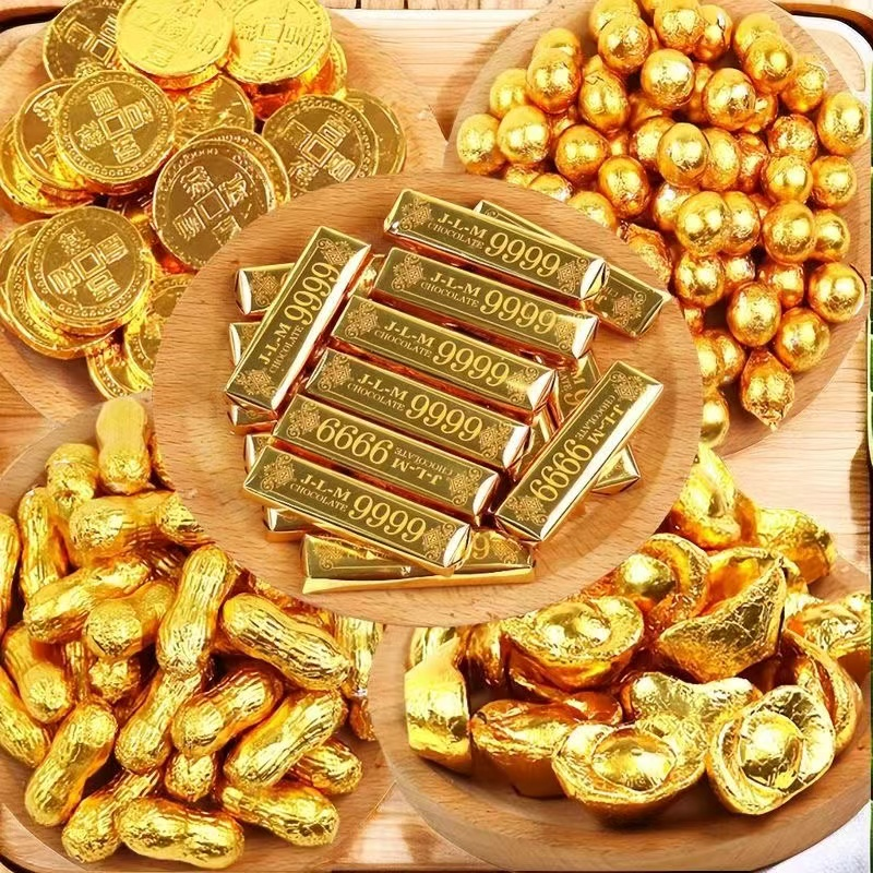 【9.9抢1斤】2024金币金元宝硬币巧克力混装年货节必备零食喜糖果