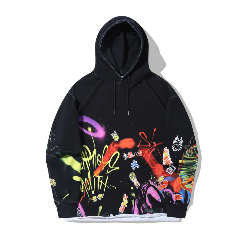 中国李宁男子秋冬季时尚套头连帽卫衣潮流印花休闲运动服AWDT729