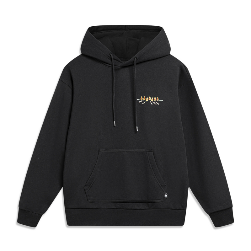 李宁极限运动男套头连帽卫衣宽松冬款加绒休闲套头衫AWDT953-B品