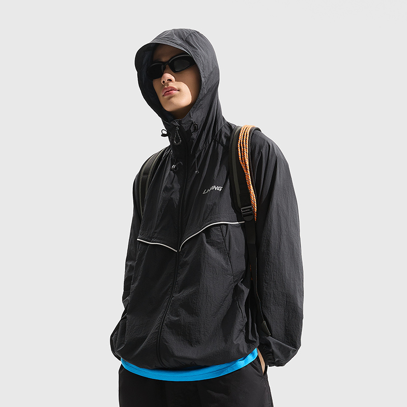 李宁风衣男女同款春季健身系列时尚简约宽松休闲运动外套AFDU675