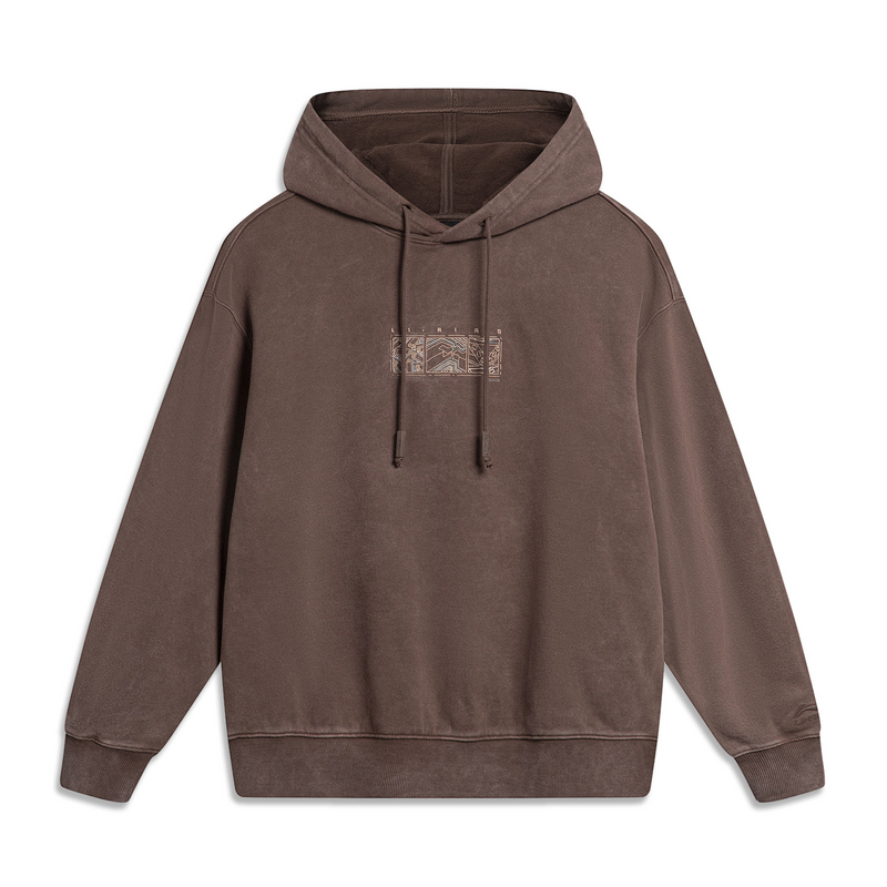 李宁加绒卫衣男子秋冬运动休闲时尚宽松连帽卫衣AWDT905-B品