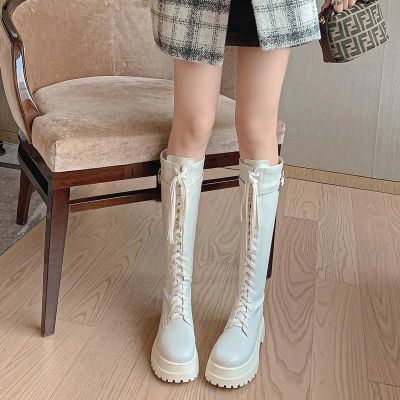 不过膝长靴女小个子显瘦女靴2023网红新款秋冬厚底高筒英伦风时尚
