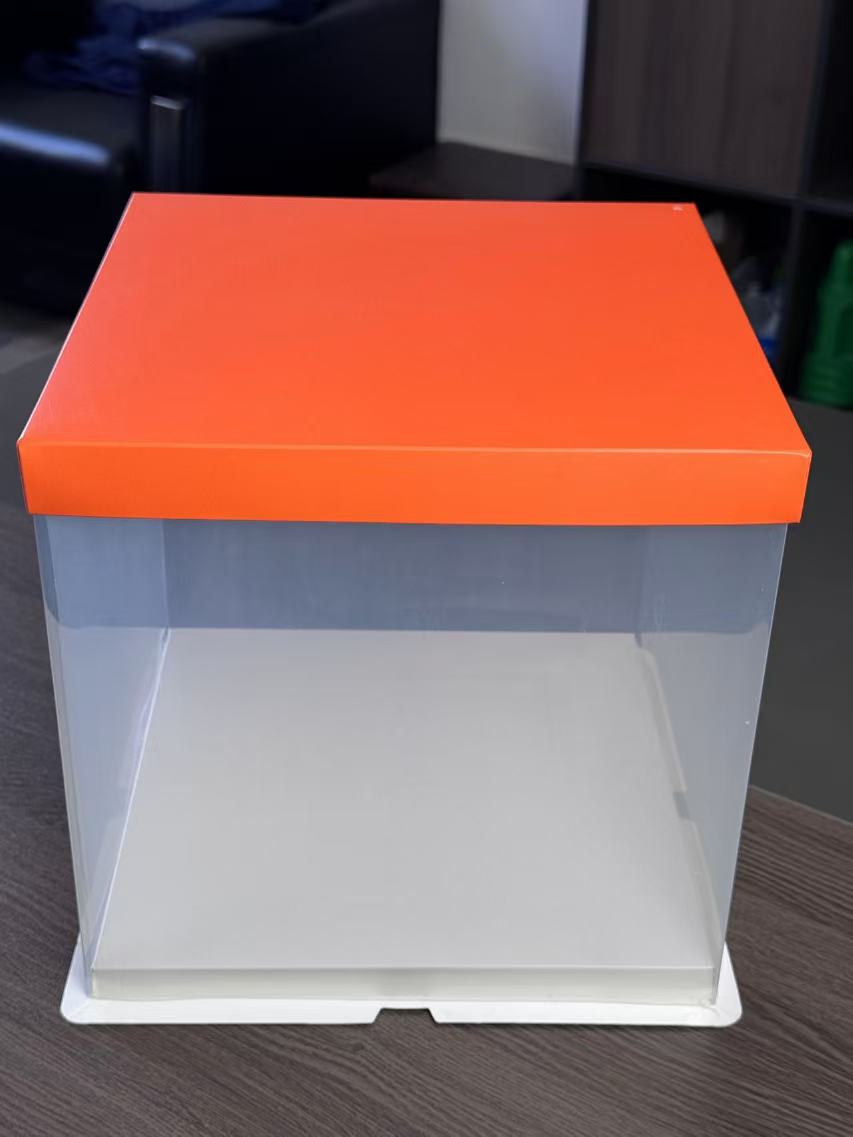 厂家直销透明橙色盖蛋糕盒6寸*8寸*10寸12寸14寸单层蛋糕盒透明