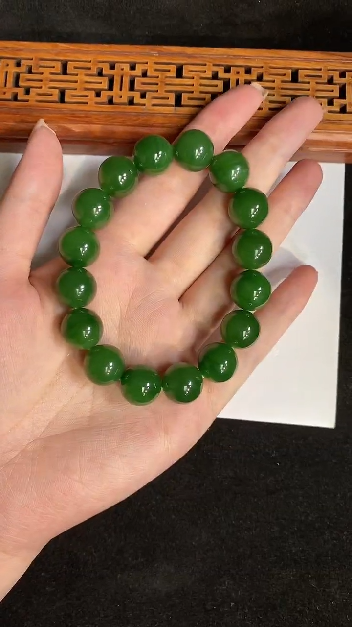 【闪购商品】和田玉（碧玉）手串未镶嵌13MM碧玉手串 7180