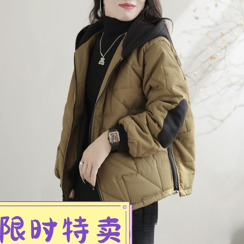 羽绒服女新款2023冬季女士夹棉上衣休闲宽松百搭复古女装羽