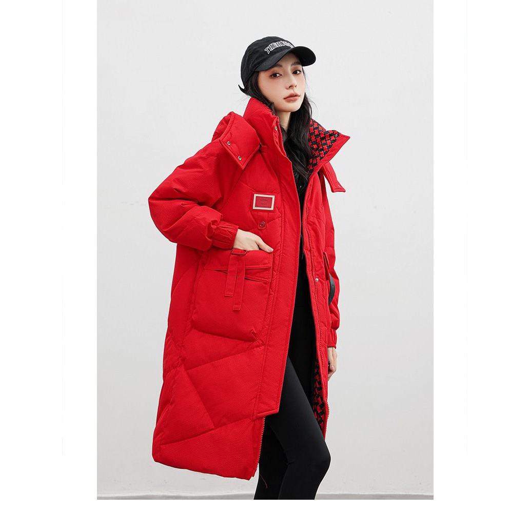 羽绒服2023新款羽绒服女中长款可拆帽子爆款宽松羽绒服冬季