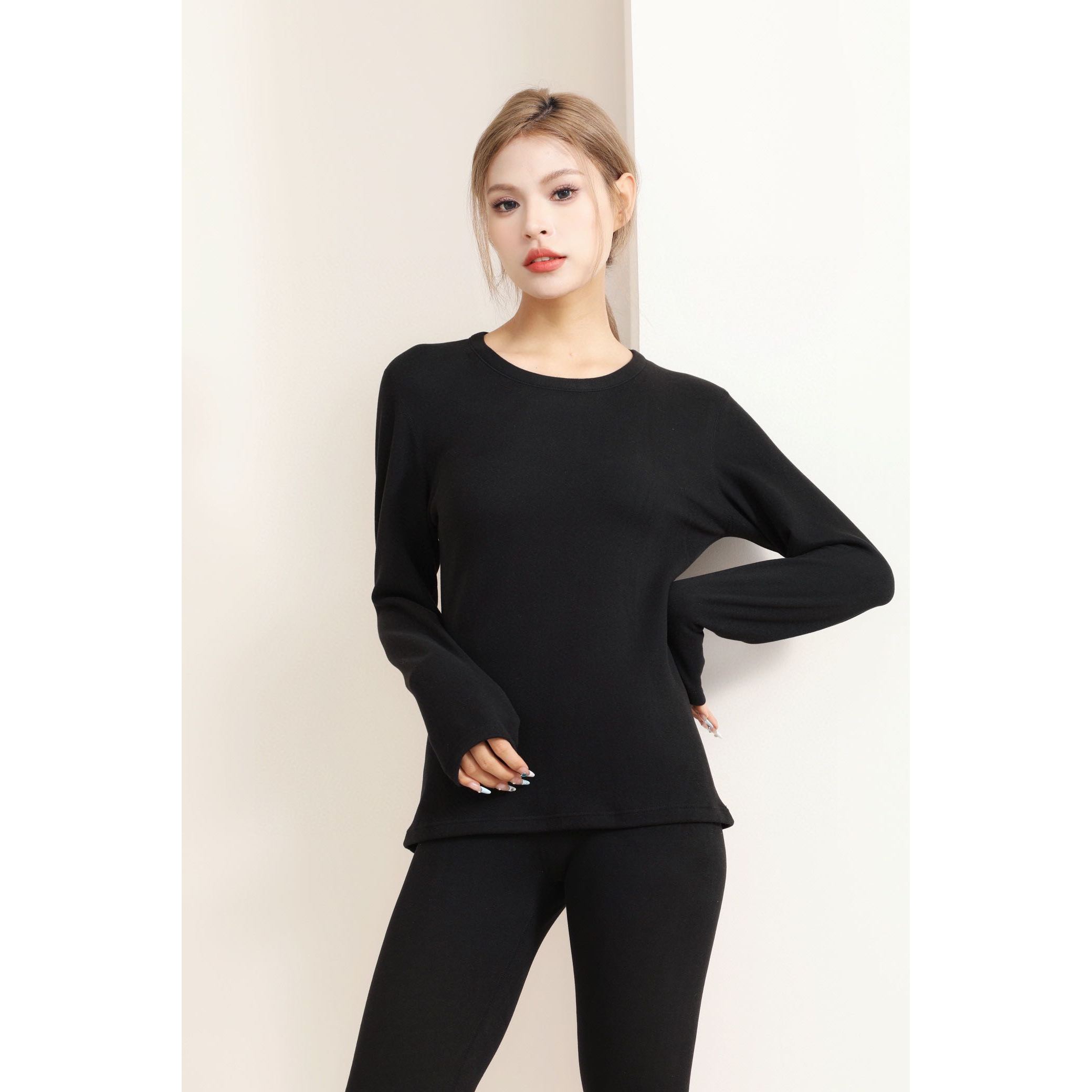 【8090暖居】冬款无痕修身圆领发热打底保暖衣套装NJ-DR0018