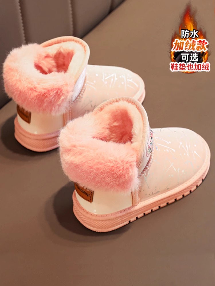 回力瑞女童雪地靴冬季2023新款防水防滑儿童靴子加绒加厚女款棉鞋