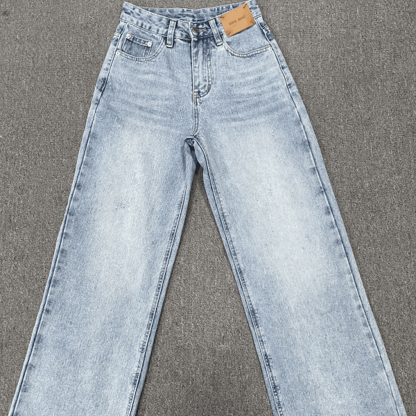 柒柒家「斩获翘臀」清新俏皮高腰拖地牛仔裤968