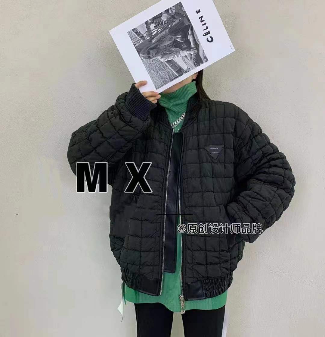 柒柒「菱格幕格」菱格设计师时尚潮流冬季棒球棉服宽松外套 W7325