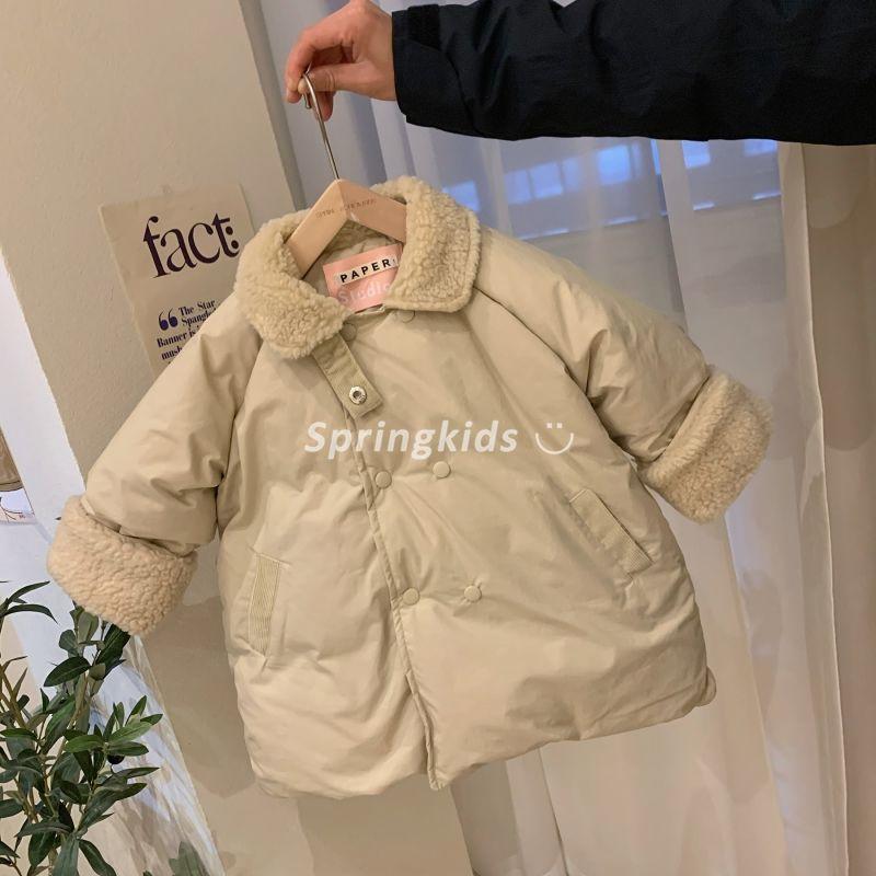 2023新品女童韩系韩版童装男女童衣冬季加绒加厚棉服中小童宝宝潮