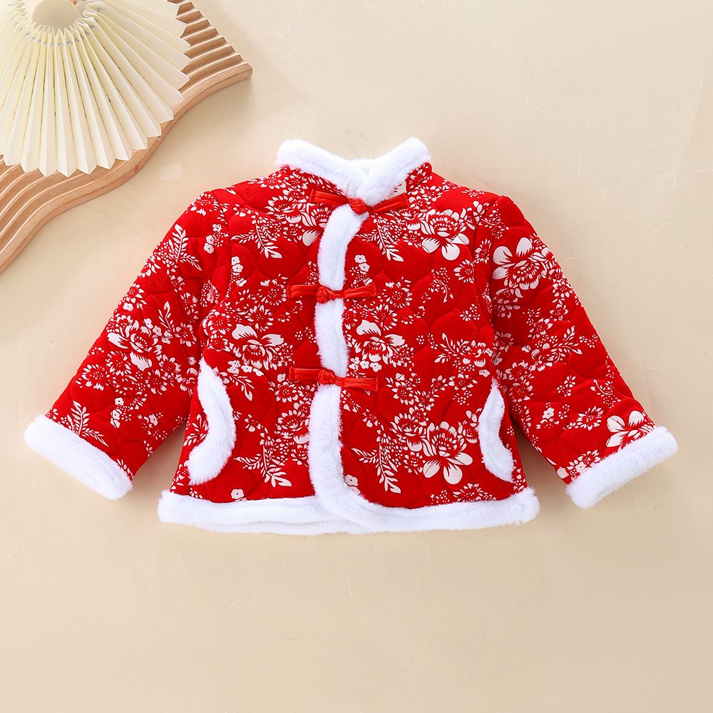 小糖果女童东北大花棉袄冬款儿童新年过年衣服女宝宝拜年服冬季唐
