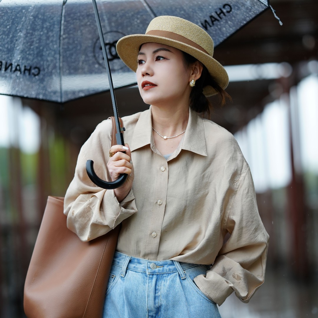【0139】纯色长袖夏季宽松衬衣女韩版不规则扣简约小众休闲小衫