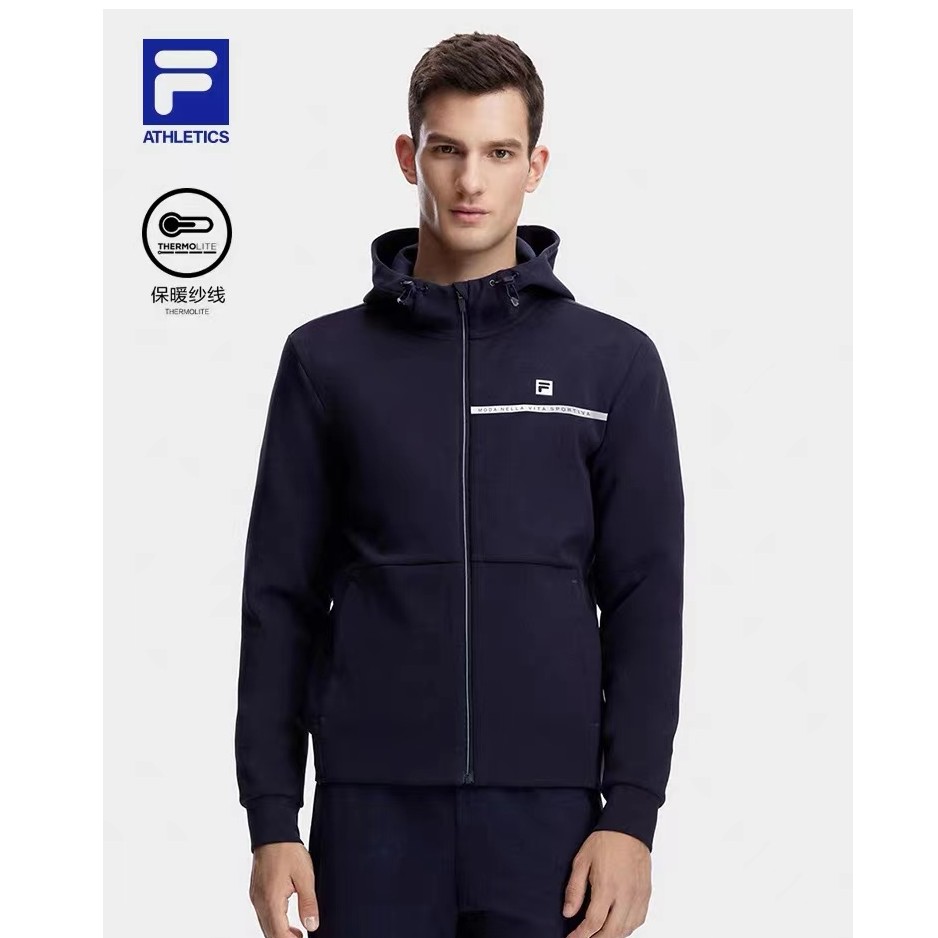 Fila/斐乐外套男装中空保暖弹力连帽运动透气舒适外套A61M541597A