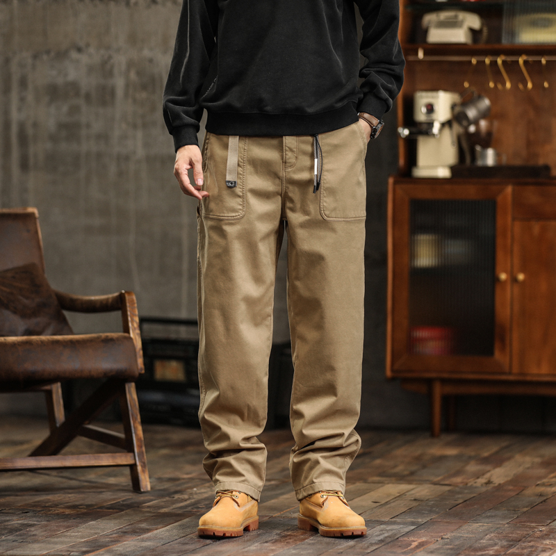 冬季新款日式宽松直筒大码加绒工装裤男长裤户外运动百搭个性潮流