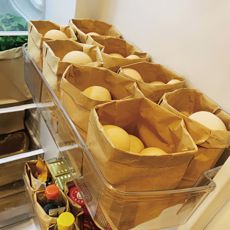 牛皮纸袋子防油厨房储物收纳盒冰箱收纳袋包水果的纸袋可水洗家用