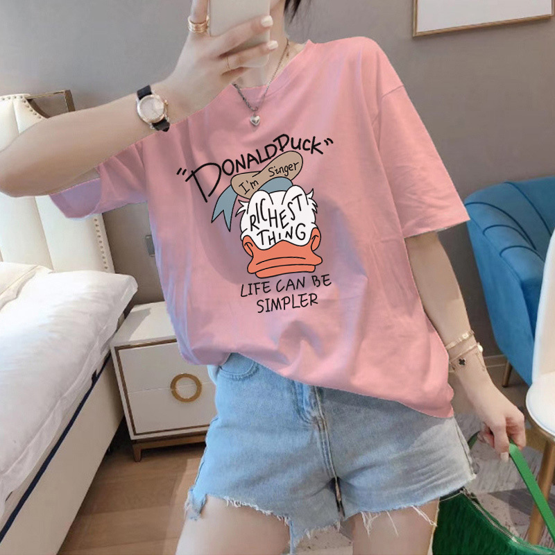 2024新款卡通短袖t恤女韩版宽松休闲减龄显瘦半袖上衣百搭夏季潮