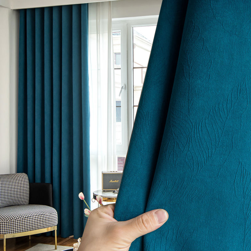 高档新款雪尼尔加厚中式窗帘隔热防晒简约大气客厅卧室全遮光布帘