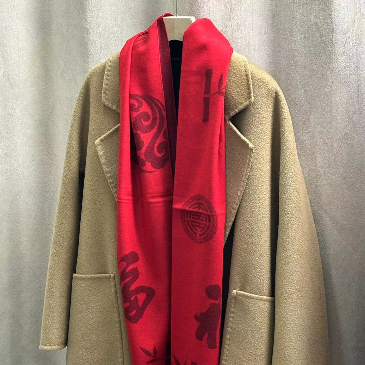 【拉绒围巾-福气竹】30*180cm长巾丝巾休闲女经典优雅百搭时尚17310