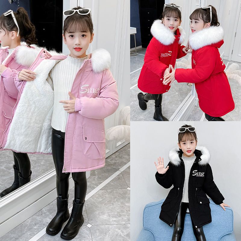 【冬季大促】女童棉衣新款洋气派克服外套中大儿童中长款加厚棉服