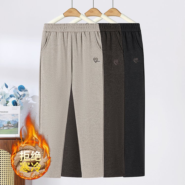 2024秋冬中老年妈妈装时尚洋气软毛呢裤子长裤显瘦松紧腰奶奶