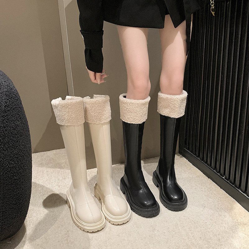 红蜻蜓牌靴子女2023新款秋冬粗跟高跟长筒靴韩系加厚配裙子显瘦爆
