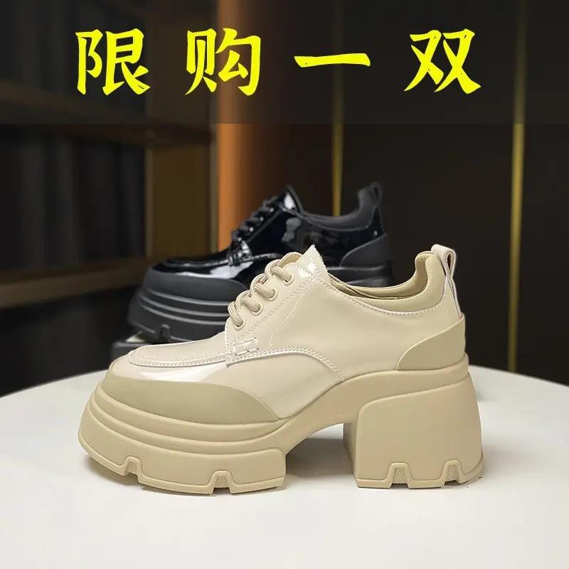 红蜻蜓牌欧货2023年秋季新款粗跟厚底单鞋百搭真皮乐福鞋爆款小