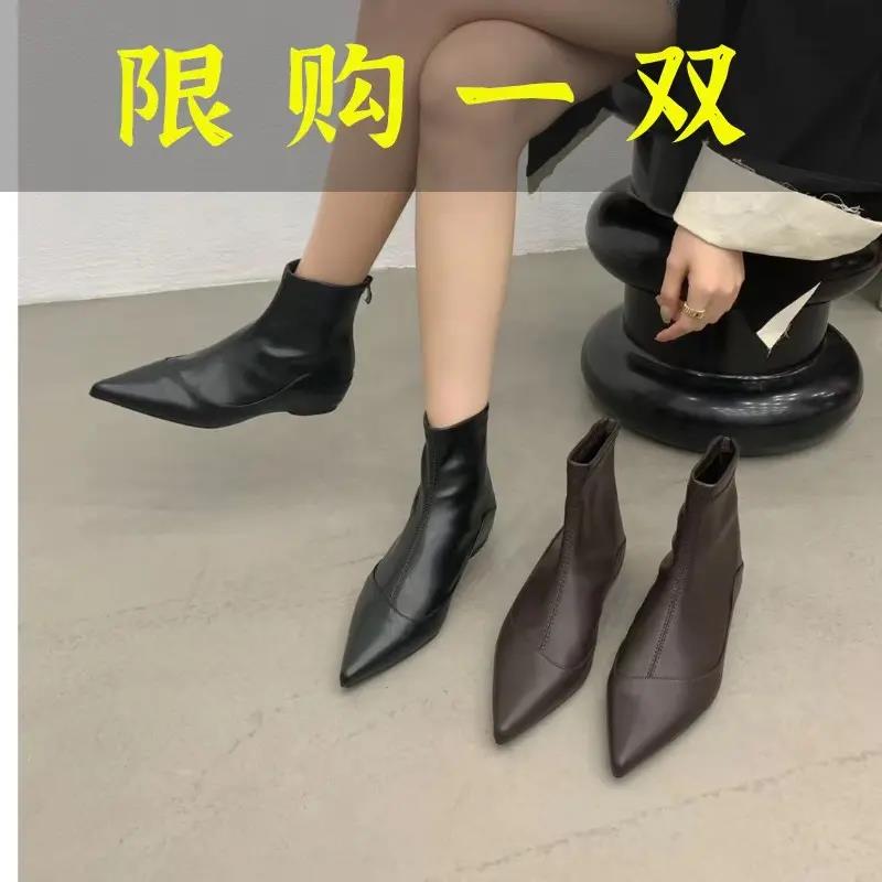 红蜻蜓牌主推时尚韩版气质百搭爆款秋冬季新款日常简约平跟女靴