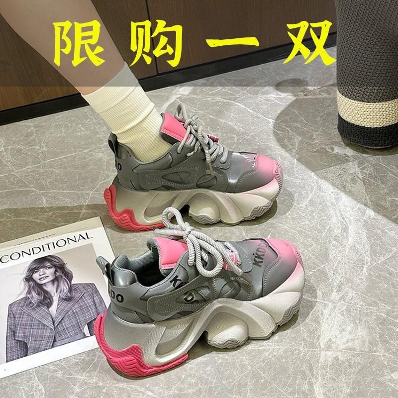 红蜻蜓牌今年流行的炸街老爹鞋女透气厚底增高轻便运动鞋潮2